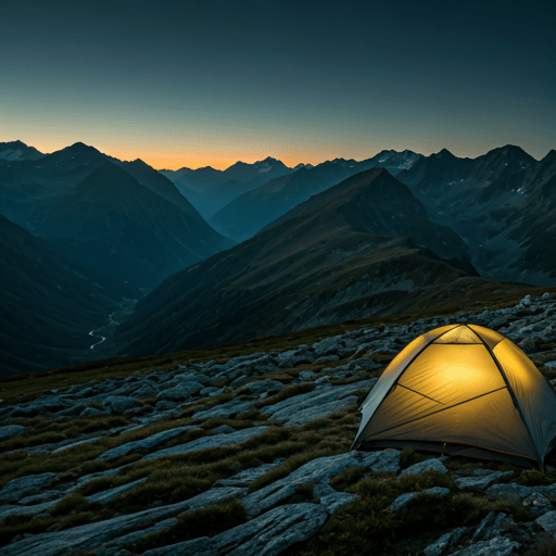 A breathtaking panoramic view of misty mountain peaks at twilight